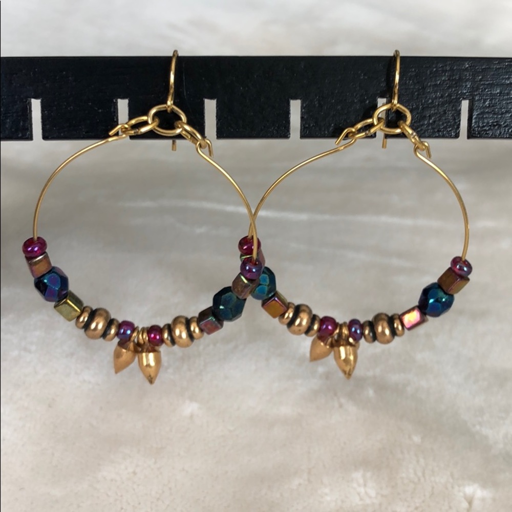 Alex And Ani Spike Hoop Earrings Gold